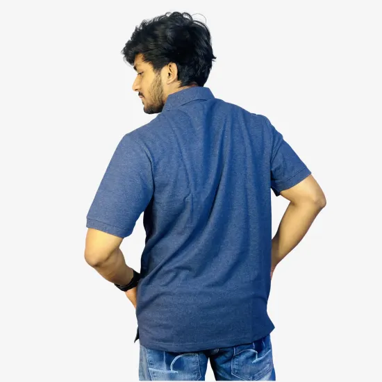 Men's Navy Blue Cotton Polo T-Shirt – Classic Fit Casual Collar Tee